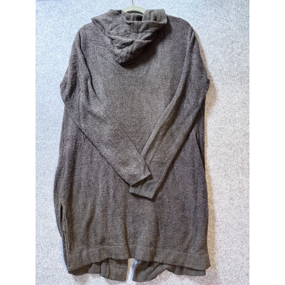 Barefoot Dreams CozyChic Lite Hooded Open Front Cardigan Brown Medium - Picture 5 of 10